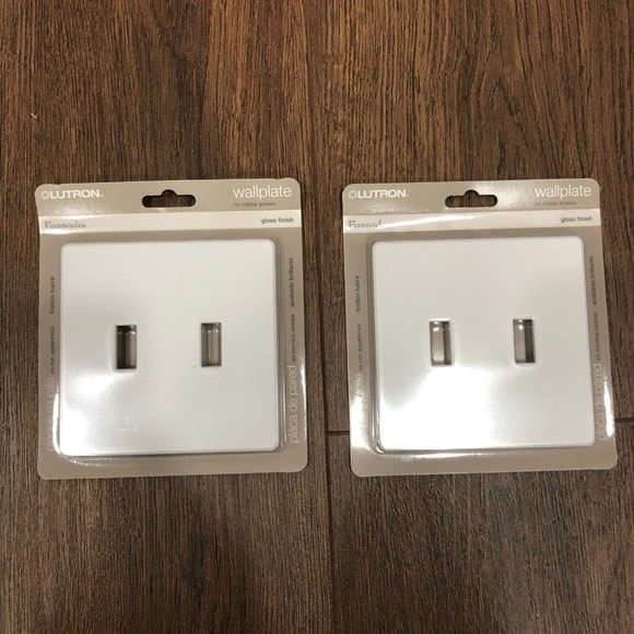 LUTRON Fassada 2 Gang Non Visible Screw Wallplate Gloss White Switch LOT OF 2 - Picture 5 of 5
